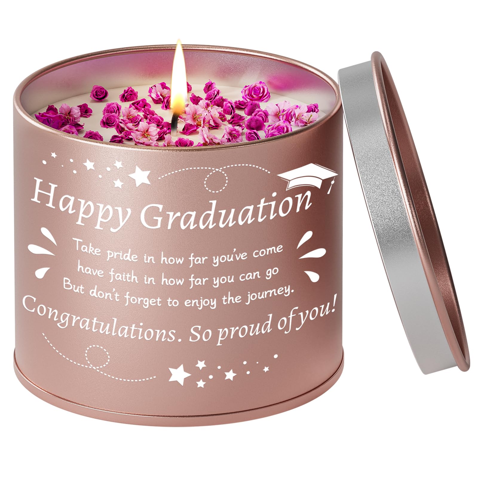 PRSTENLY Graduation Gift for Her Scented Candles in Metal Jars Graduation Gifts for Granddaughter Daughter Sister Friends College University School Grad Presents