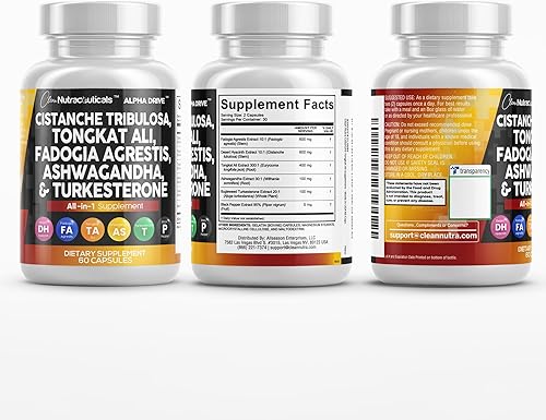 Miniatura 8 de Clean Nutraceuticals Cistanche Tubulosa Tongkat Ali Fadogia Agrestis Ashwagandha Suplemento  60 Cápsulas Hecho en Estados Unidos