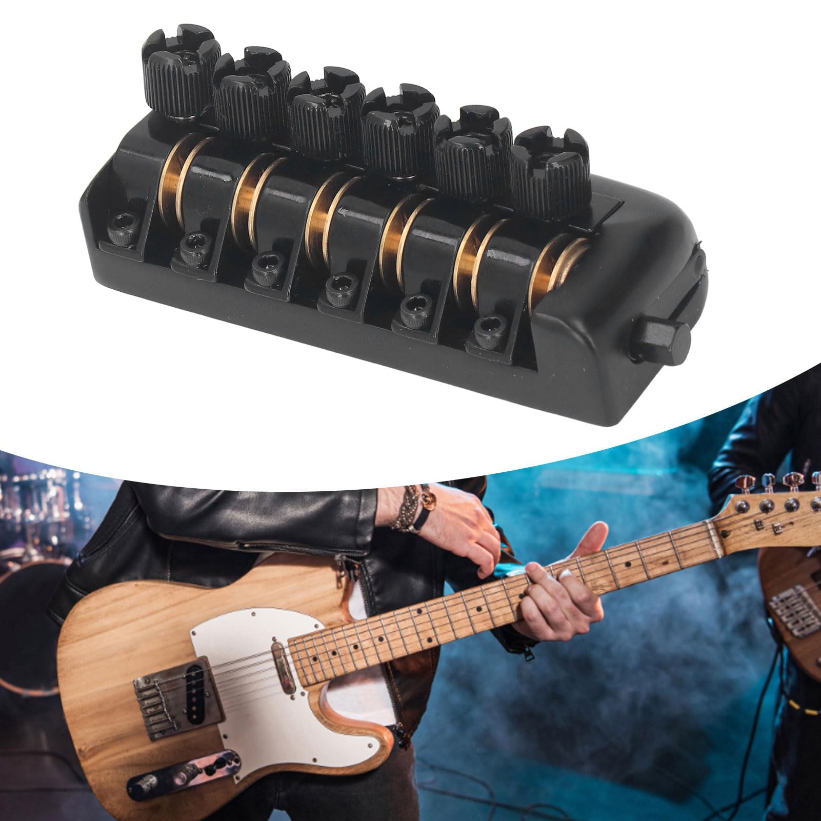 Headless Guitar Accessories Headless Guitar Bridge Tailpiece 6 String Saddle For Headless Guitars (Black)