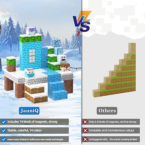 Miniatura 6 de JauniQ Juego de bloques magnéticos, 100 unidades, juguetes de Frozen para niñas y niños de 4 a 6 años, 5 a 7, 8 a 13 años, juguete sensorial para
