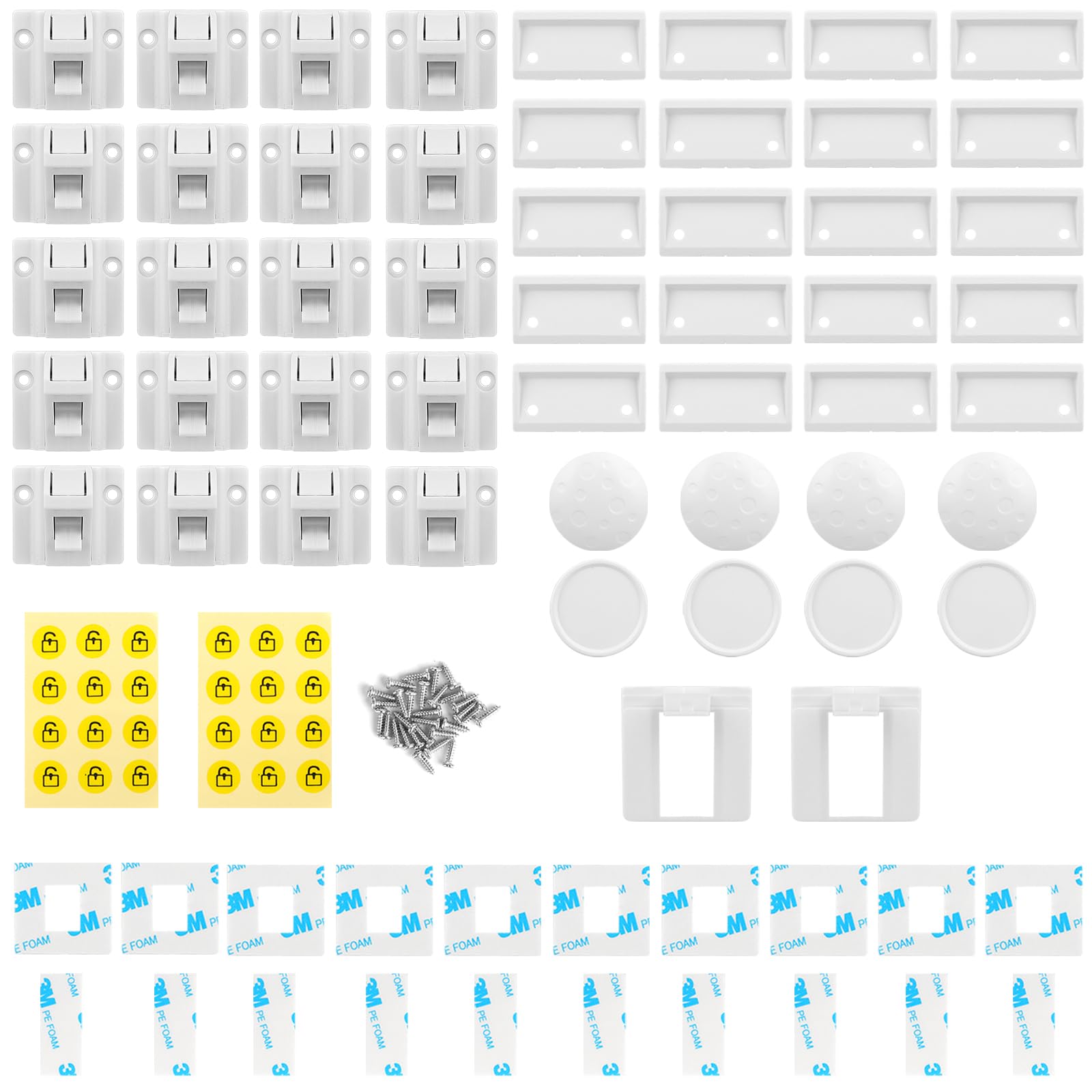 Serrure magnétique pour armoire de sécurité pour bébé, 20 serrures avec 4 clés, fermeture magnétique pour enfants, sécurité invisible pour armoires et tiroirs