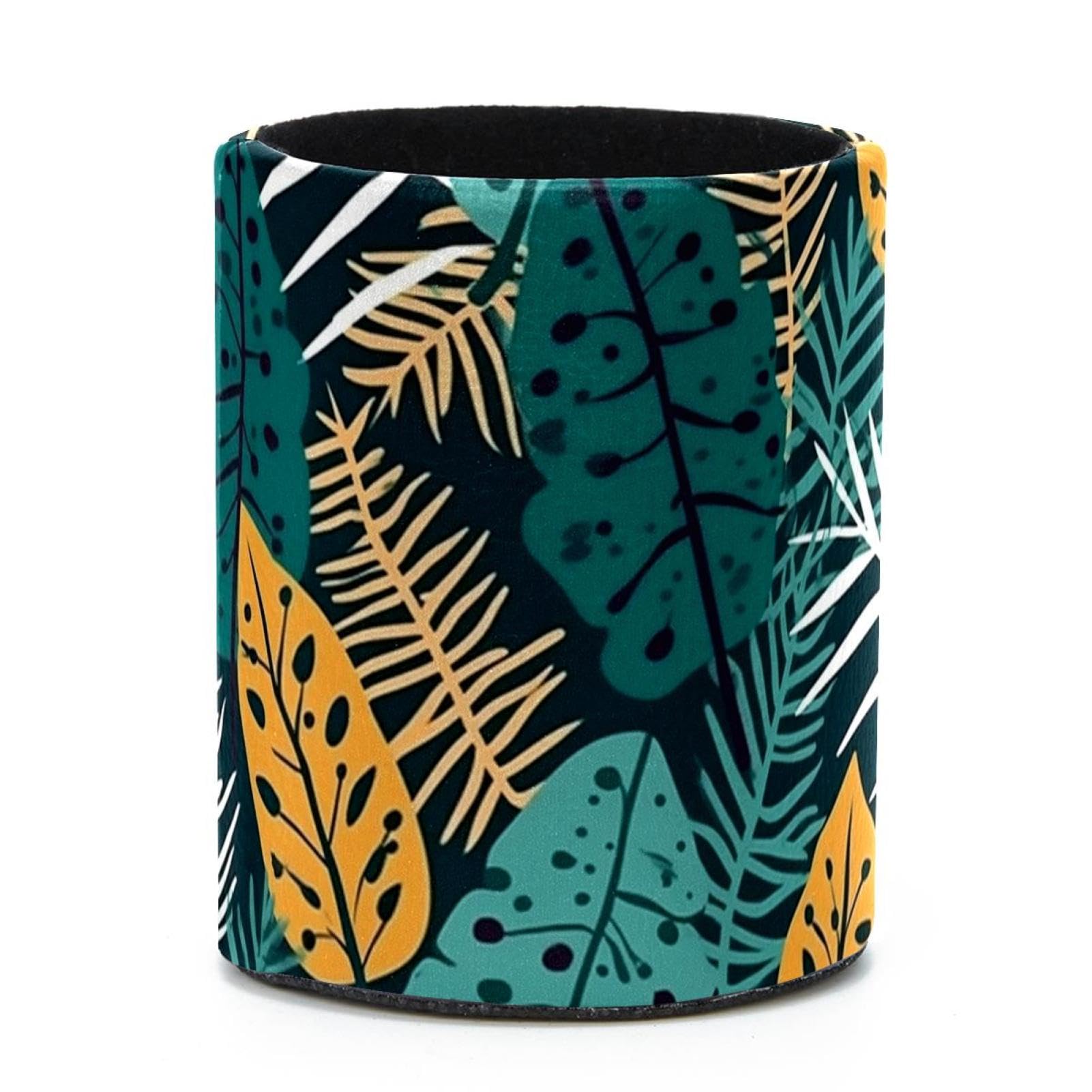 VAPOKF Round Pencil Holders for Desk, Artistic Leaves Pen Holders Pen Pot Makeup Brushes Storage Desktop Stationery Supplies Organiser for Home Office