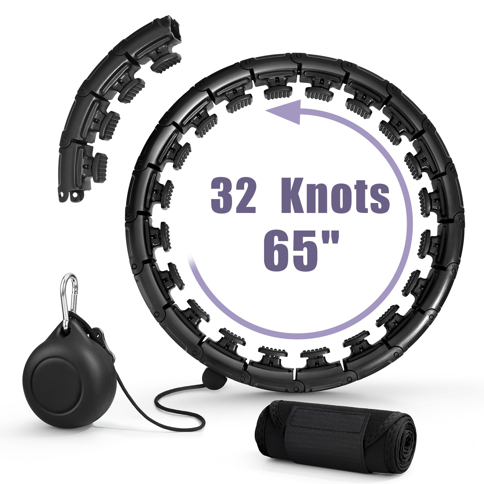 Weighted Fit Hoop Plus Size for Adult Weight Loss, 32 Detachable Links Smart Fitness Hoop, Fitness and Massage 2 in 1, Great for Adults and Beginners