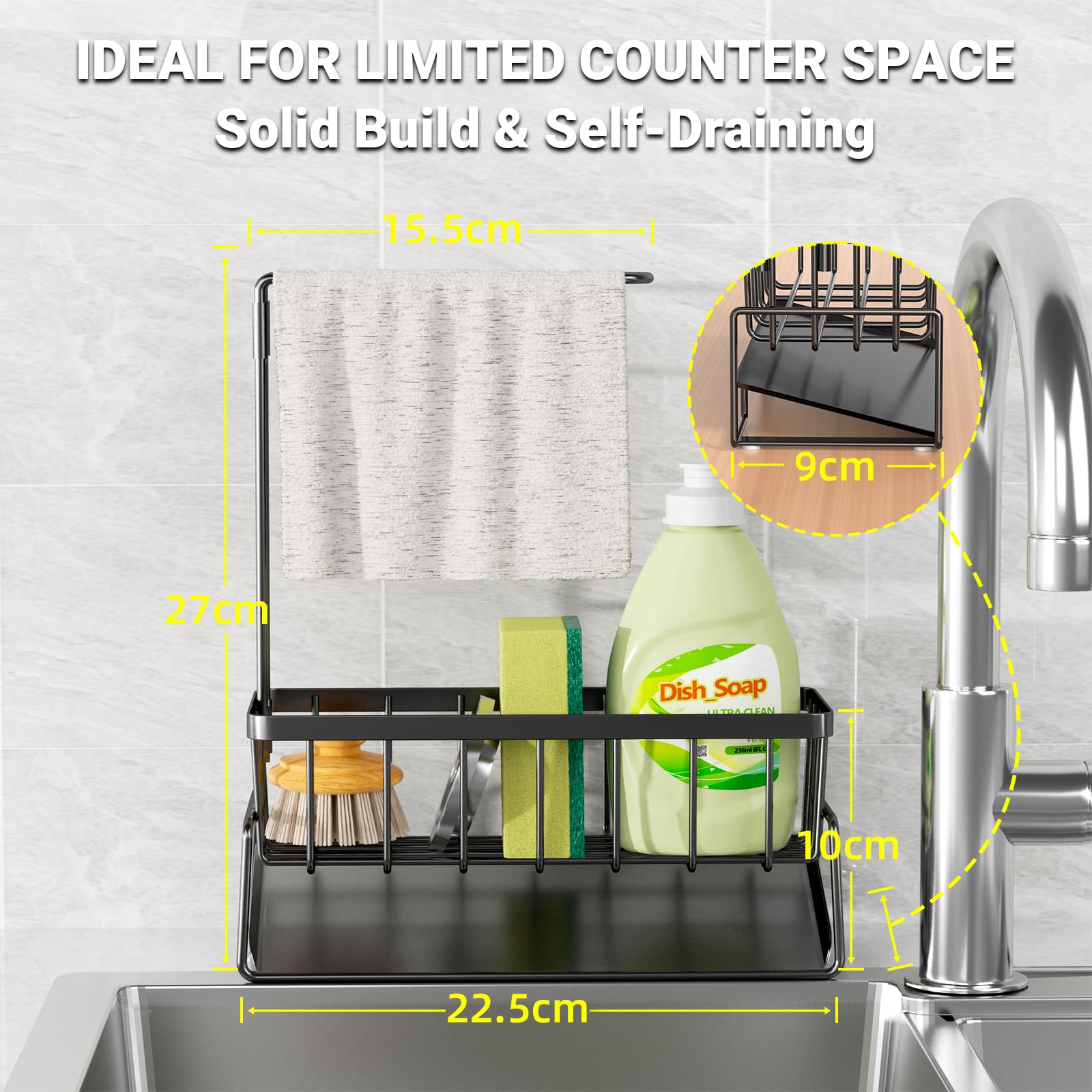 ViviDreamore Organizer kuchenny – organizer do zlewu ze stali nierdzewnej (1)