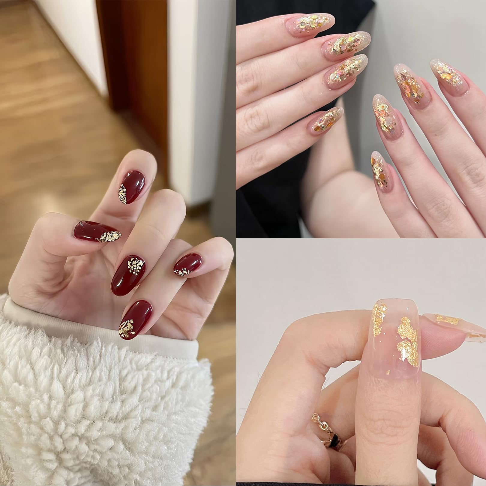 100 hojas de imitación de hojas de oro para manualidades, 8,5 x 8 cm, papel de hoja de oro, pintura acrílica, hojas de oro, hojas de metal para manualidades, uñas, pintura, proyecto de arte