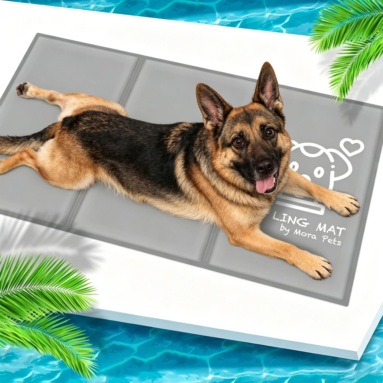 Pawtasy Cold Blanket for Dogs Cooling Blanket Self Cooling Non-Toxic Cooling Bed Dog Summer 0.4 mm 300D Oxford Mat Ideal for Medium Pets, L 90 x 50 cm Grey