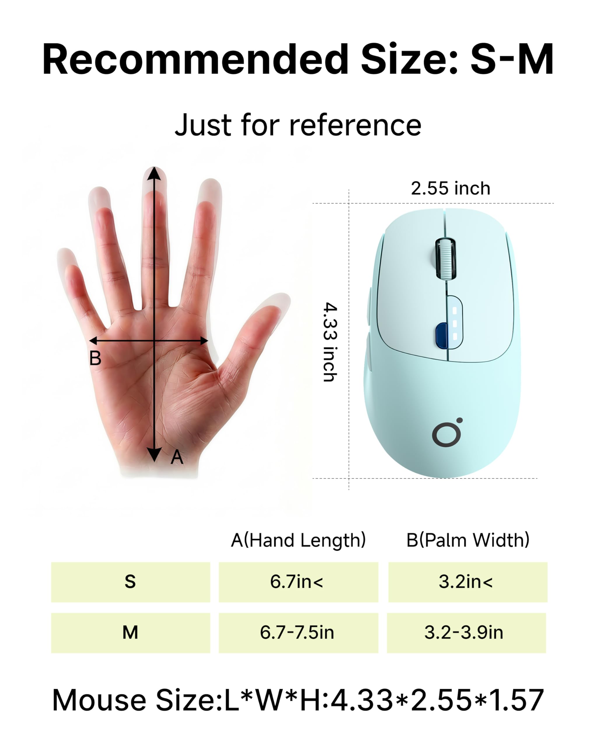SEUNKWANG EWEADN Q5 Wireless Mouse, tooth & 2.4G Quiet Computer Mouses with Battery Level Display, 1600 DPI, Ergonomic Office Mouse, 6 Button Portable Cute Computer Mouse for Laptop/PC/Mac - Blue: Grey