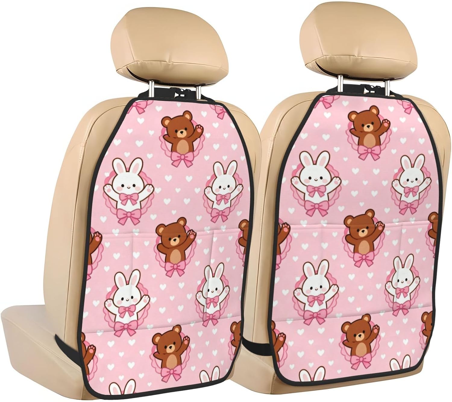 Airplane Cartoon Print Car Seat Back Kick Protector 2 Pack, 18.5x26.4 Inch Anti-Kick Pad, Waterproof Oxford Fabric Large Rear Seat Cover for Kids Pets Fits SUV Jeep Truck Sedan