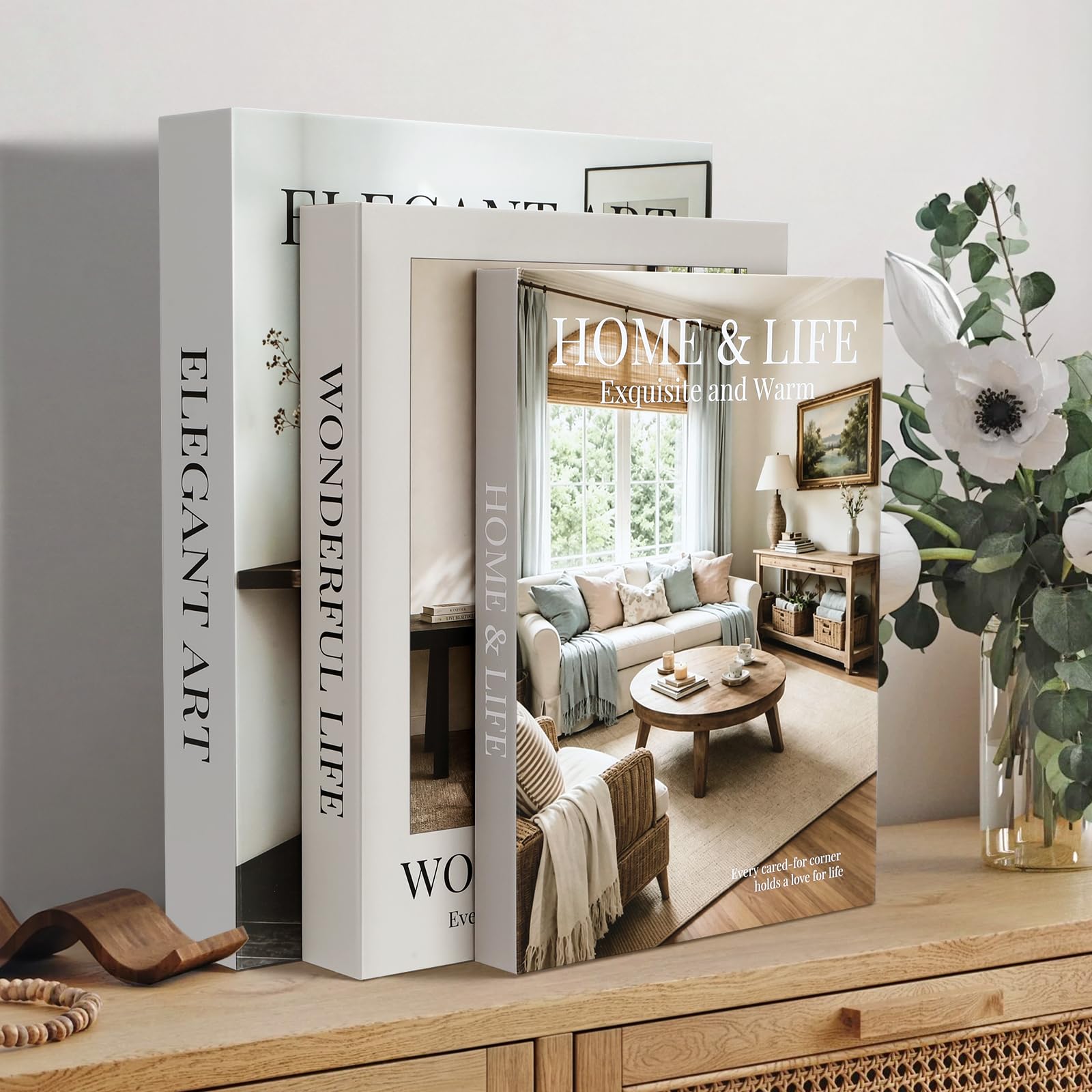 AFFLAT Set di 3 libri decorativi per la casa, libri decorativi nascosti, libri decorativi minimalisti per tavolino, scaffale, decorazione interna della casa, possono essere utilizzati anche come