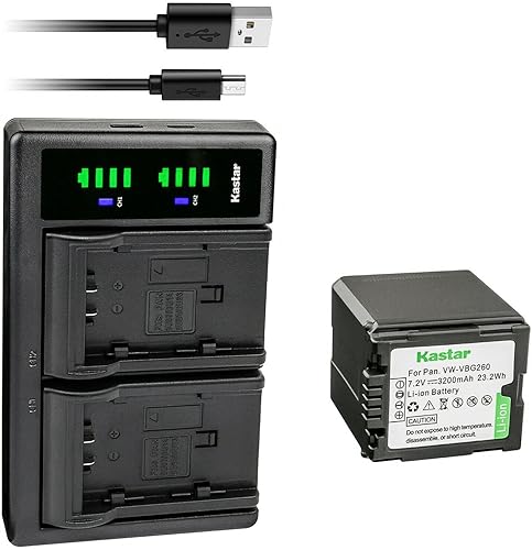 Miniatura 1 de Kastar Paquete de 1 batería VW-VBG260 y cargador USB LTD2 de repuesto para Panasonic VDR-D310, VDR-D310, VDR-D58GK, Lumix DMC-L10, DMC-L10K,