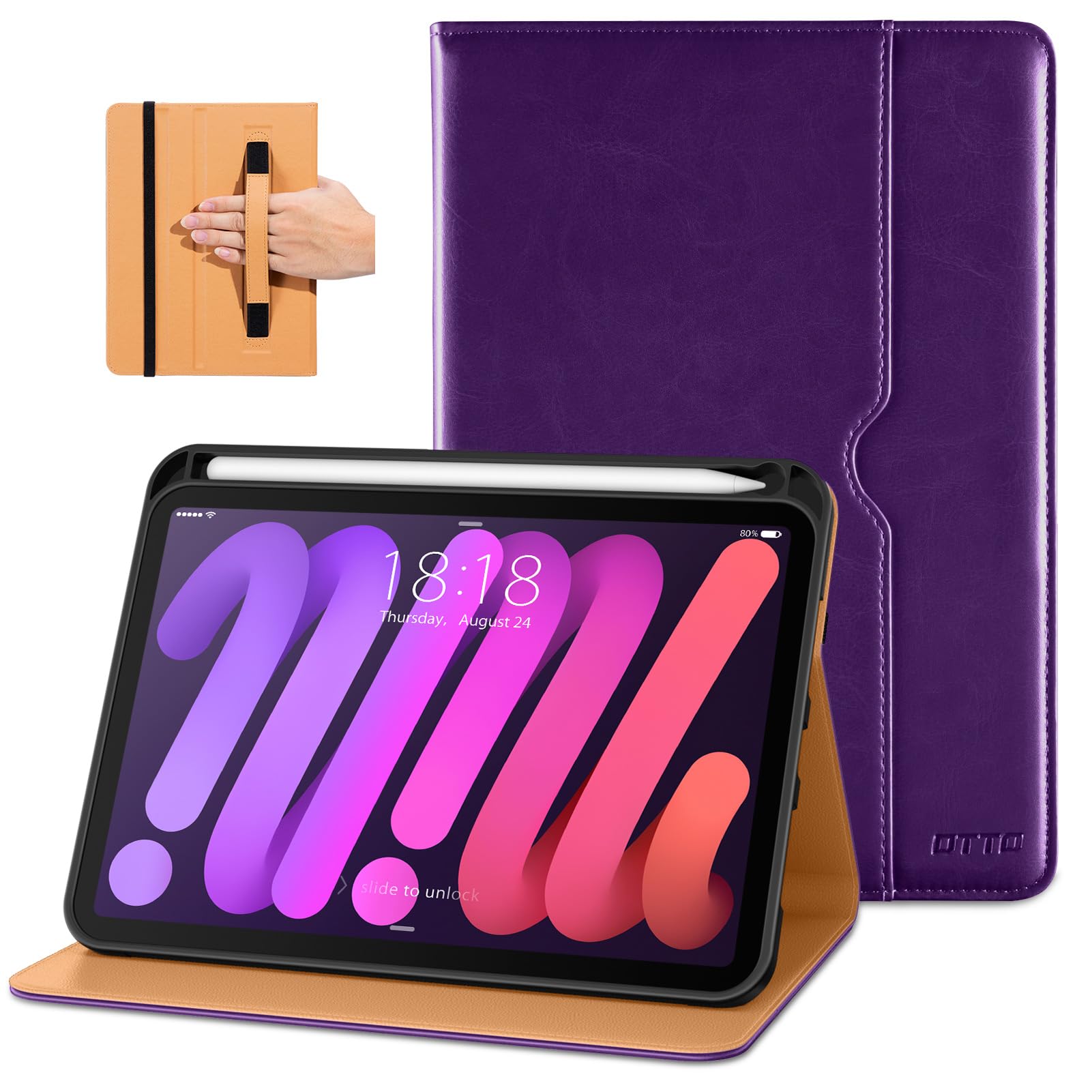 DTTO for iPad mini 7th (A17 Pro) 2024/iPad Mini 6th Generation Case 2021 8.3 Inch, Premium Leather Business Folio Stand Cover for Mini 7/6 with Pencil
