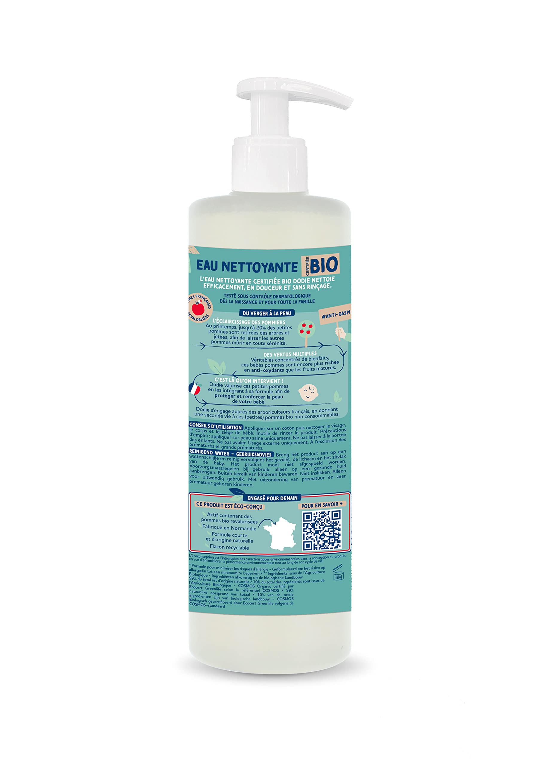 DODIE Eau Nettoyante Bio - visage, corps et siège - dès la naissance - 400mL