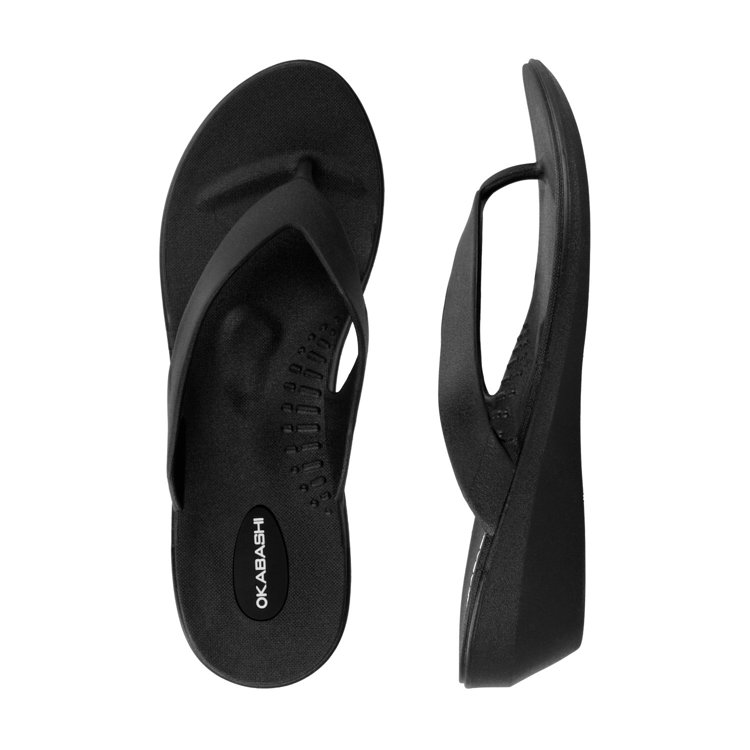 Okabashi Womens Lakeside Thong Flip Flop Sandals (Black | B2B