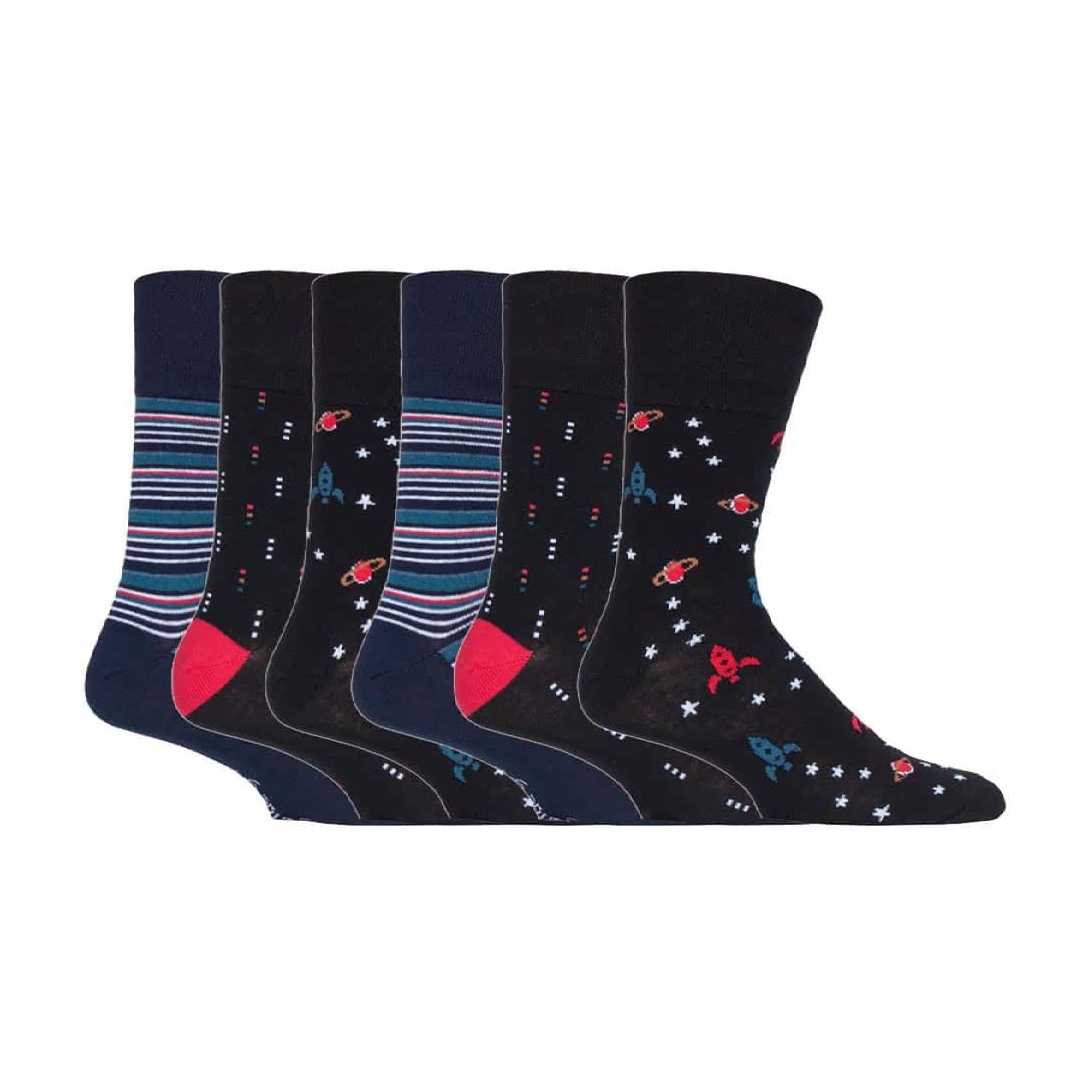 Sock Shop Gentle Grip Men's Somrj548 - Novelty Cotton Socks – 6 Pack | Fun Non-Elastic Soft Top Socks For Circulation (6-11, )