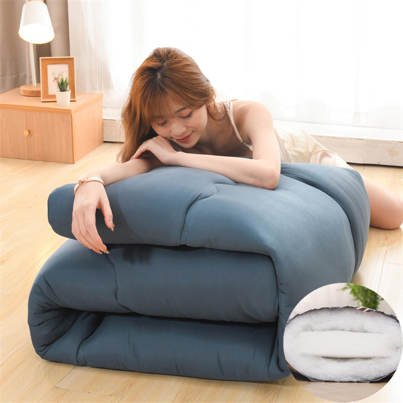 Materasso da Pavimento Singolo/Matrimoniale 90X190/200,100X200,120X190/200,150X190/200 Tatami Futon Pieghevole Materasso Giapponese da Pavime Materassini da Terra Materassino Arrotolabile(Size:120x190