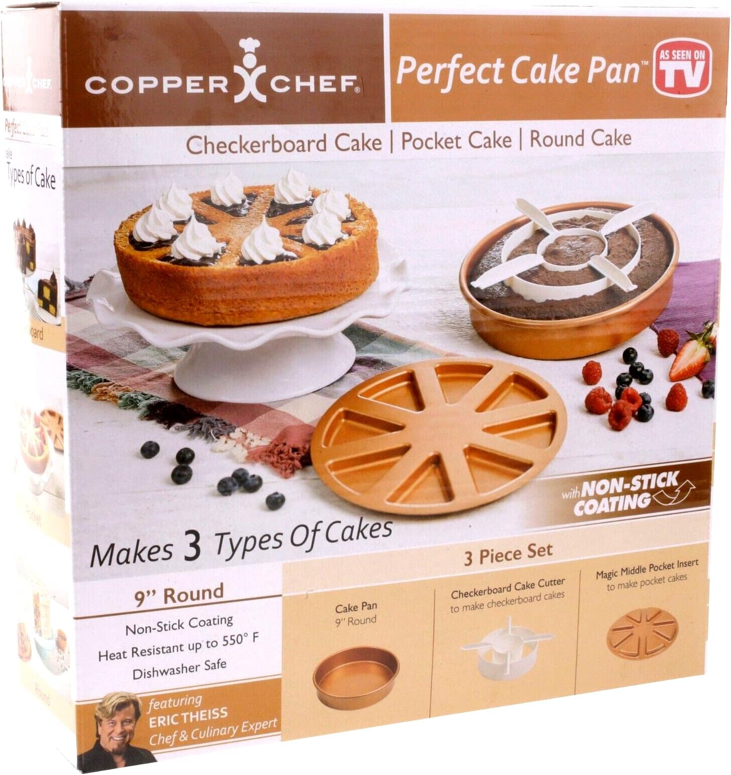 Wilton Round Checkerboard Cake Tin Set, 4 Pieces, Steel
