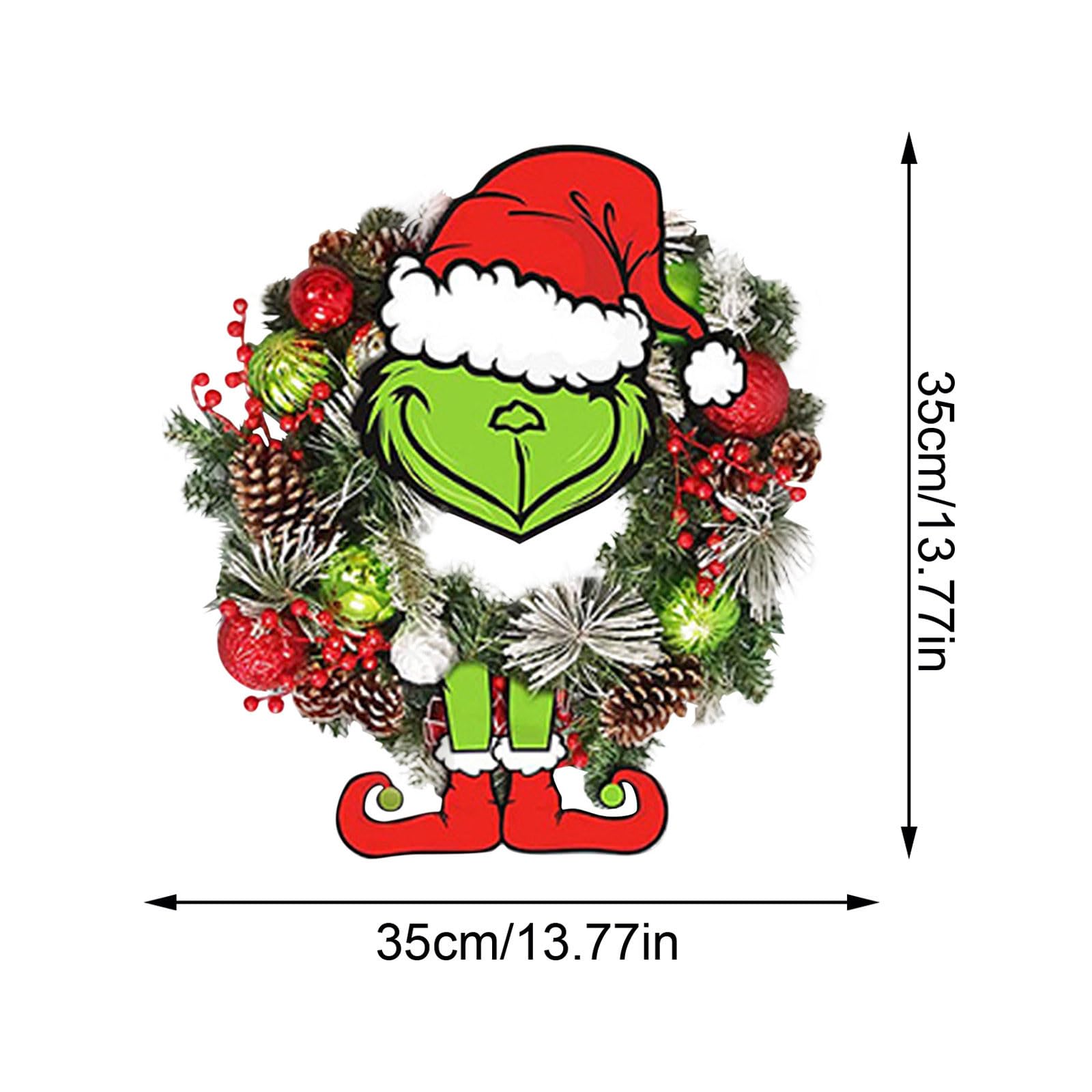 Ghirlanda Natalizia Grinch - Decorazione Porta 35x45 Cm Con Babbo Natale Ladro In Iuta - Foto 4