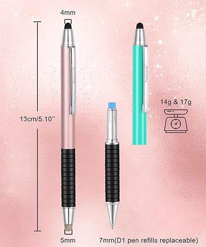 Miniatura 4 de Penyeah Bolígrafos retráctiles con punta de lápiz capacitivo (paquete de 3), lápiz capacitivo de metal para pantalla táctil, tableta Android,