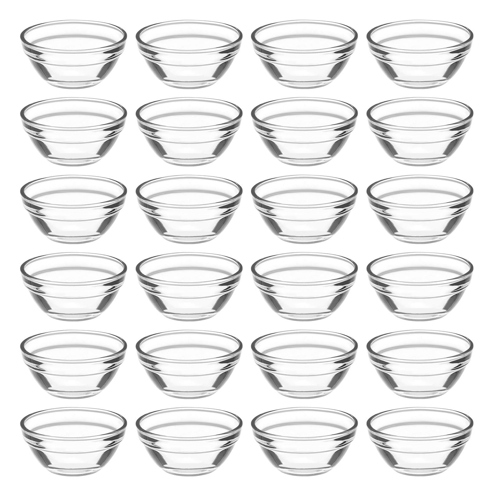 INOOMP Set 24 Ciotole in Vetro Rotonde per Dessert, Resistenti al Microonde, Facili da Pulire, per Dolci Individuali e Uso in Cucina