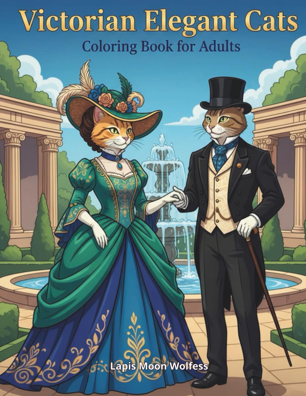 Victorian Elegant Cats Coloring Book for Adults: 40 Aristocratic Cat Ladies, Gentlemen and Victorian Couples in Elegant Historical Fashion Scenes
