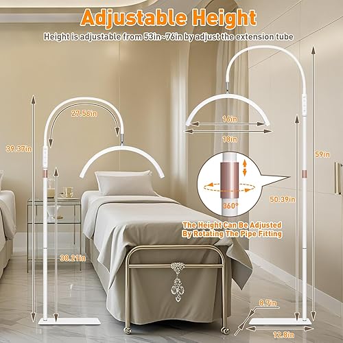 Miniatura 5 de HITTI Luz de pestañas para tecnología de pestañas, lámpara de pie flexible de cuello de cisne LED de media luna para esteticistas y artistas,