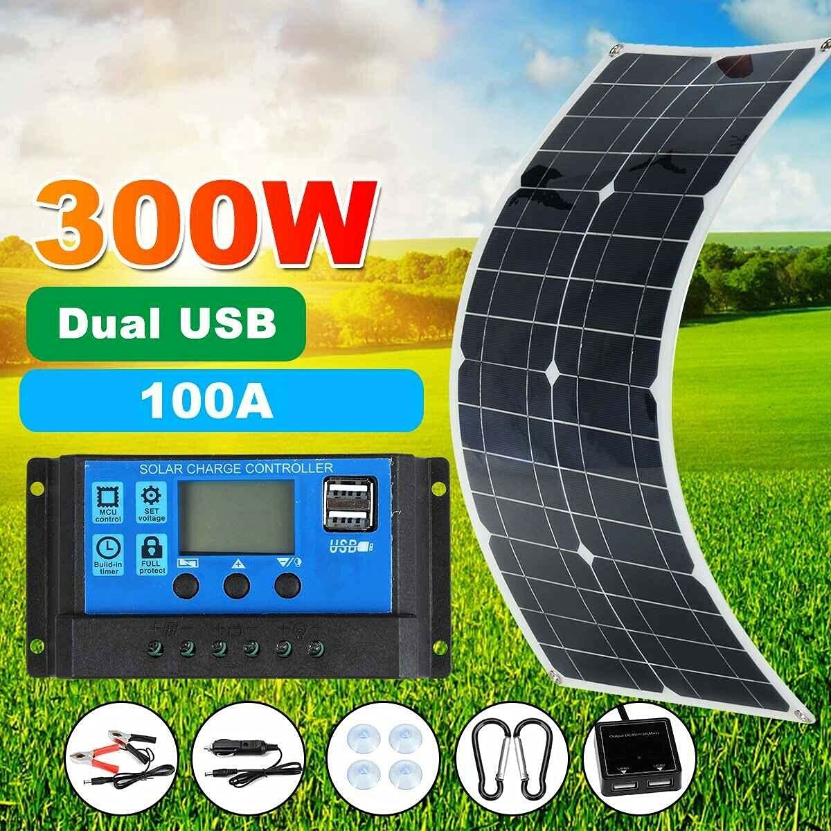 Kit pannello solare 300W portatile RV monocristallino barca flessibile 12V