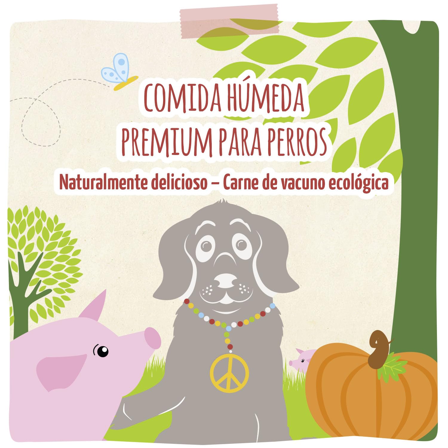 MjAMjAM - Comida húmeda Premium para Perros - naturalmente Deliciosa - Bio Cerdo con Calabaza, Pack de 6 (6 x 200g), sin Cereales con Extra de Carne
