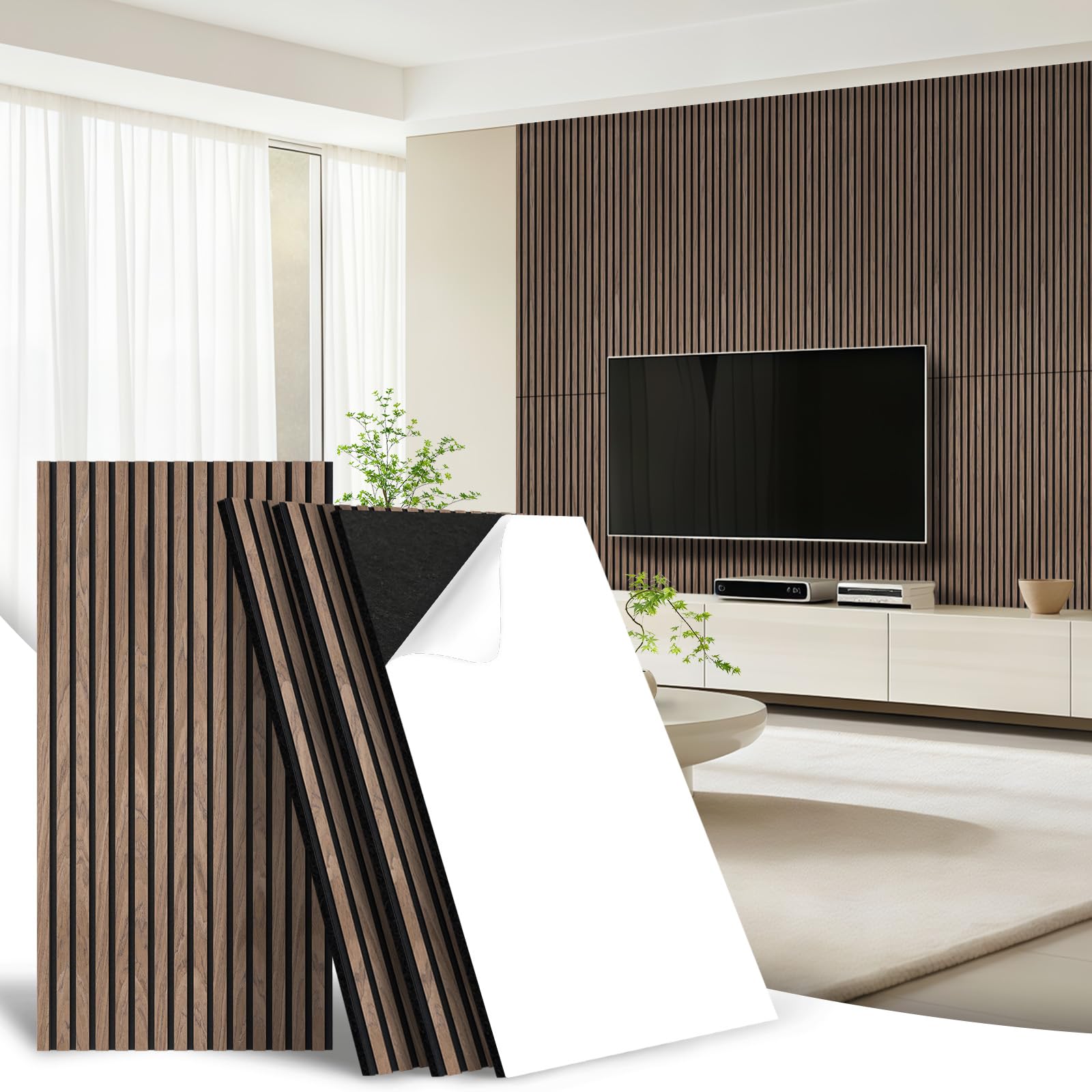 AKK-Star Walnut Self-Adhesive Wood Slat Panels