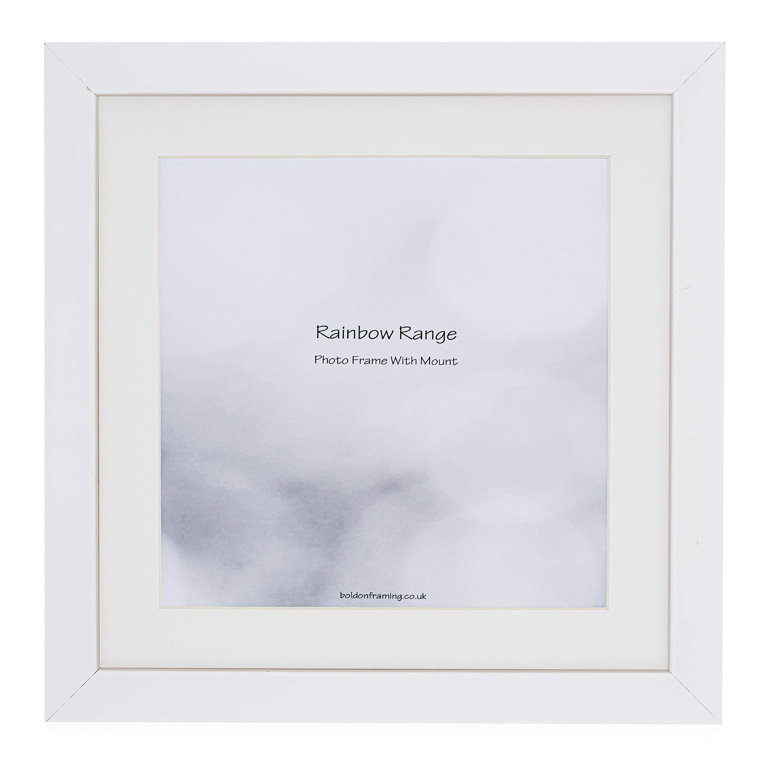 Boldon Framing - Matt White, Square Thin Photo Frame in Solid Wood with White Wall Mount, 50x40cm For Pic 40x30cm