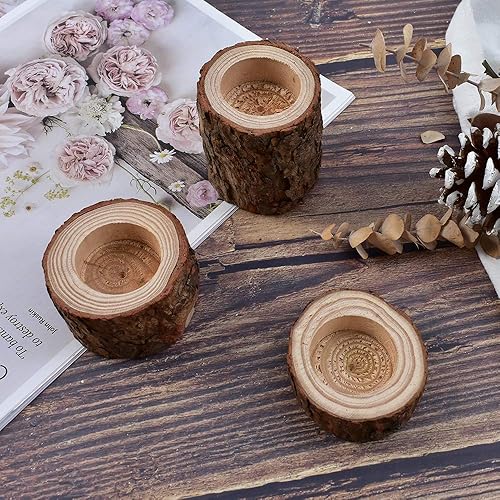 Miniatura 5 de Portavelas de vela de té, portavelas votivas de madera personalizados para bodas, fiestas, cumpleaños, vacaciones, juego de 3