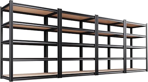 Miniatura 19 de Estantería de garaje de 71 pulgadas de alto, estantes de almacenamiento de 5 niveles, metal resistente, estante ajustable de acero para almacén,