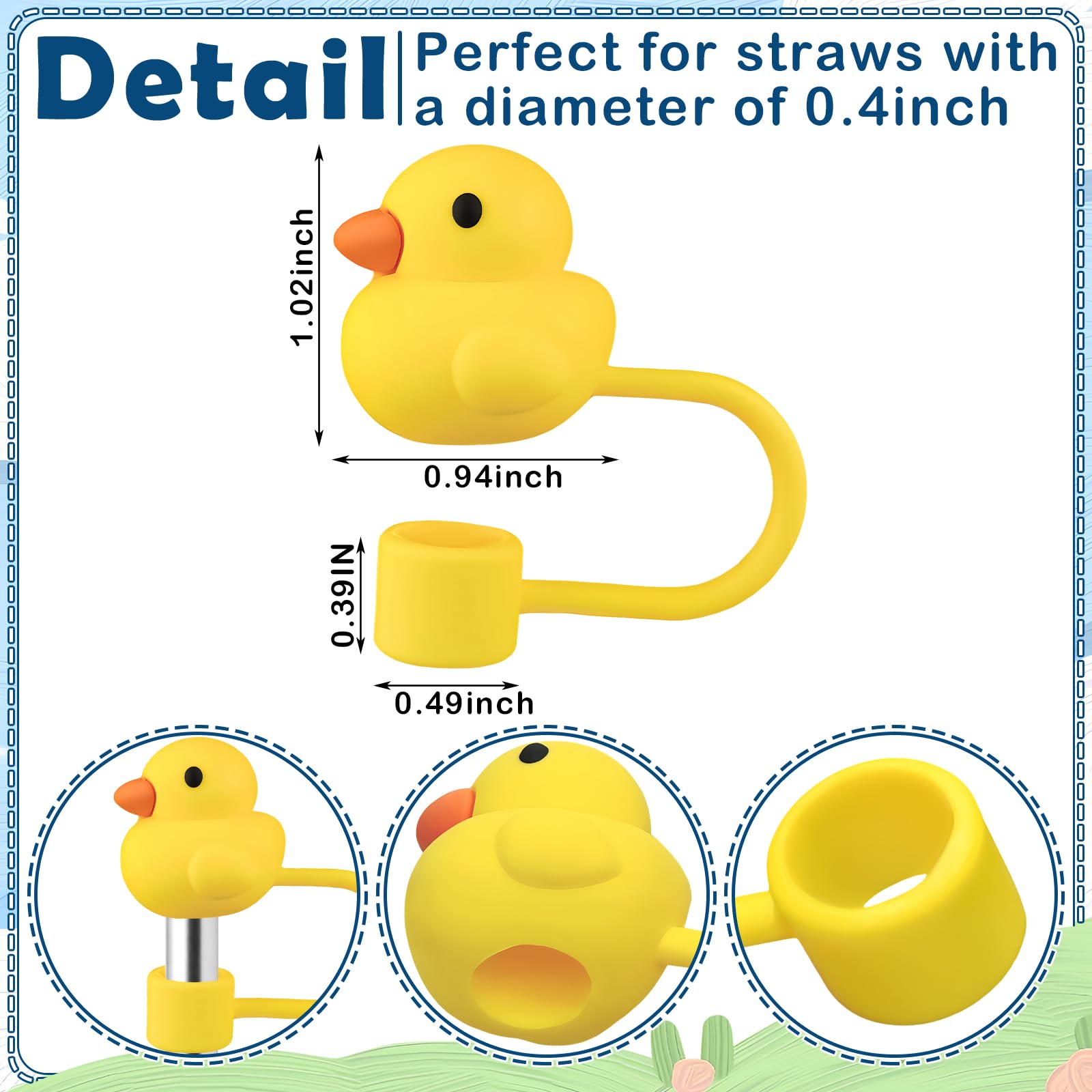 Lot De 4 Bouchons De Paille En Silicone Réutilisables En