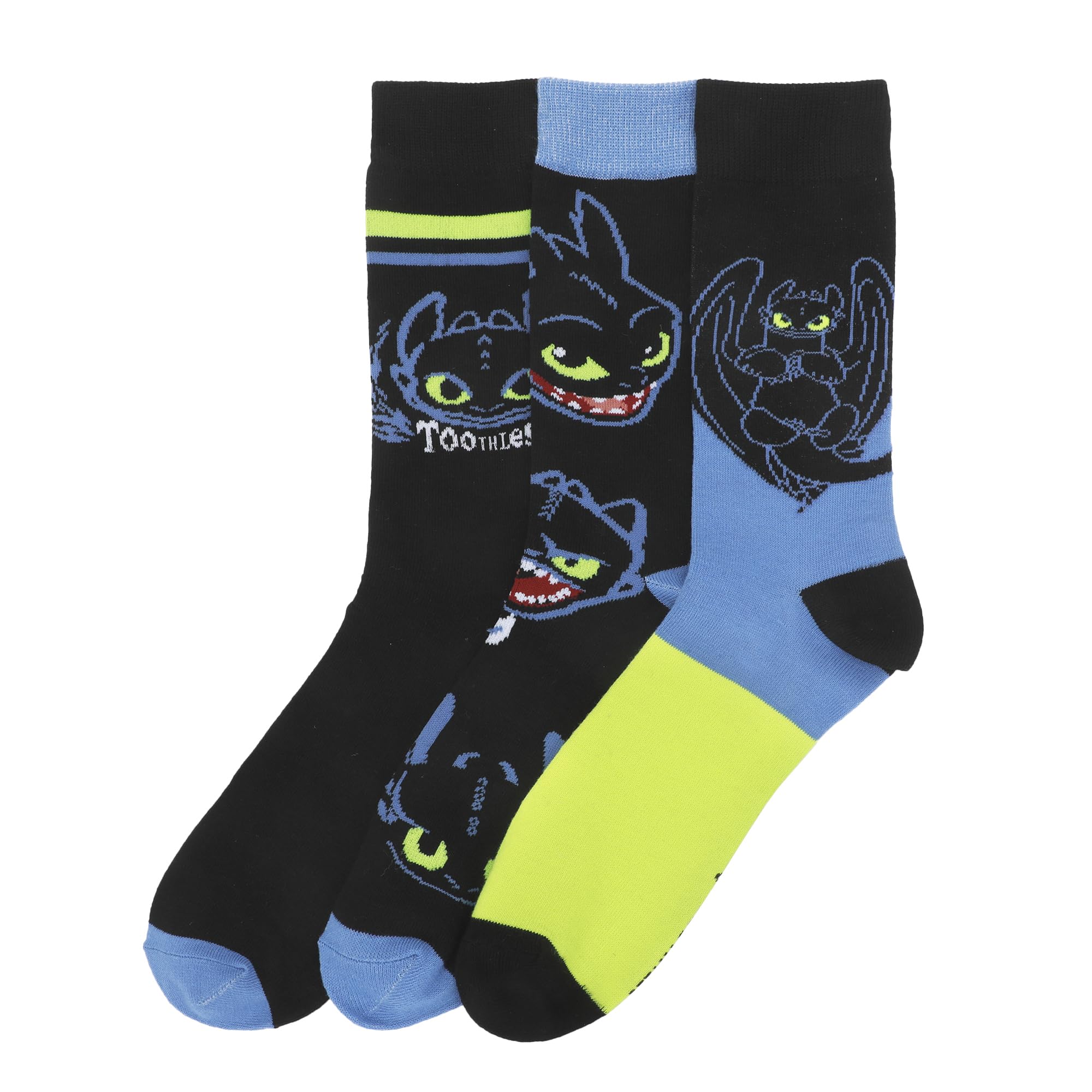 Bioworld Men's Train Your Dragon Toothless How To Character Art Casual Crew Socks, One Size
