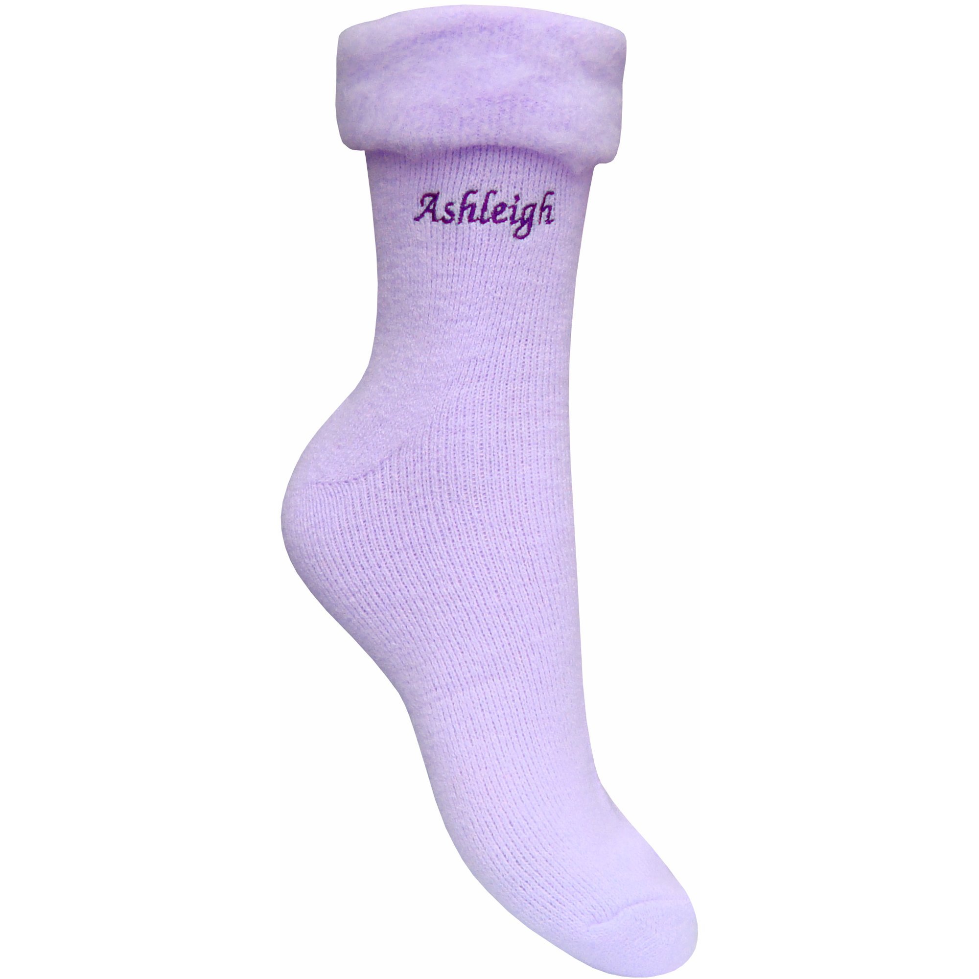 TeddyT's Women's Personalised Super Soft Thermal Bed Socks (Purple)