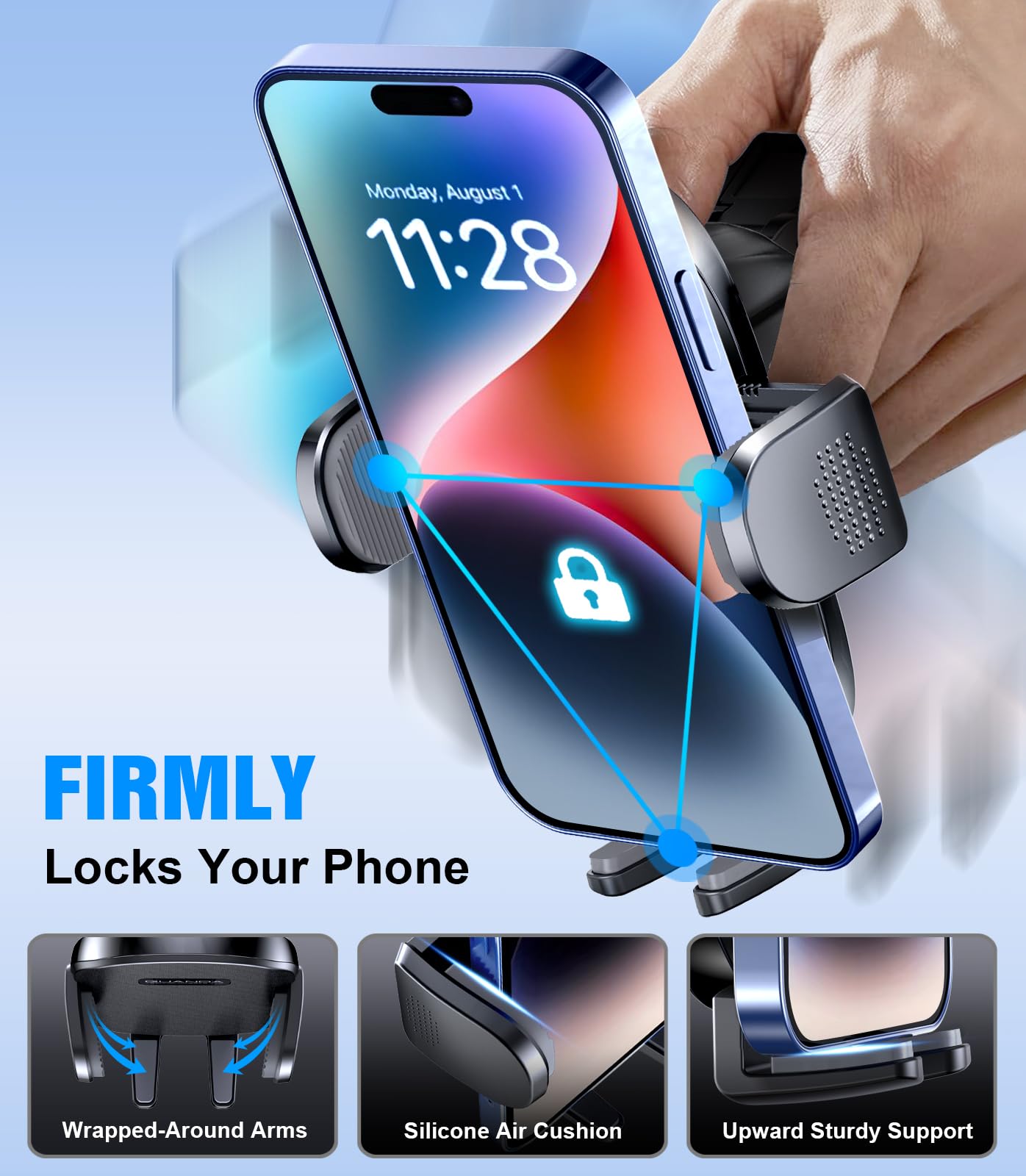 Soporte Movil Coche CD, ,Sujeta Moviles Coche Manos Libres, Universal Sujeta Móvil Coche CD, Porta Movil Coche Ajustable 360 ​​​​°Giratoria, Soporte Telefono Coche Para iPhone Samsung Smartphones
