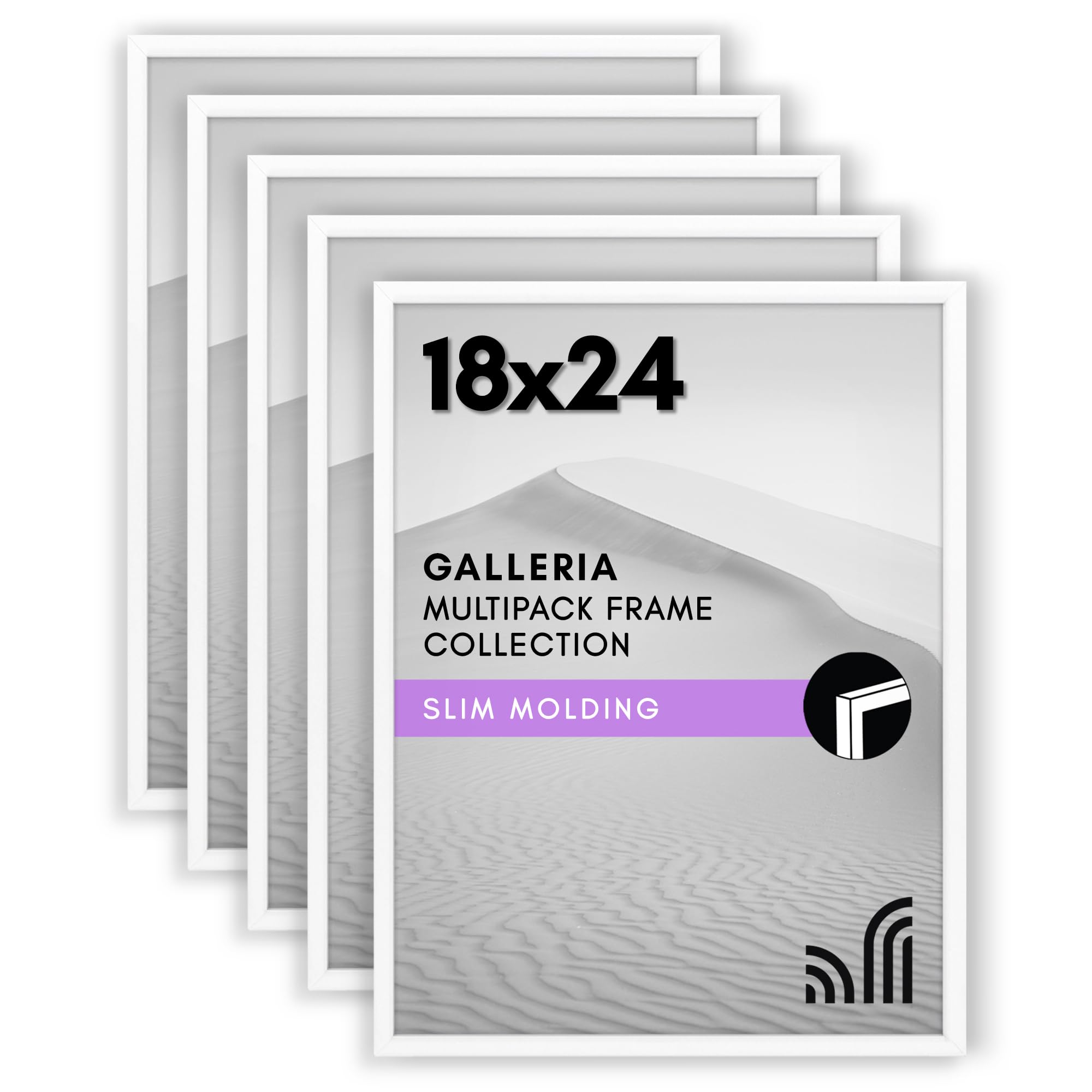 Americanflat 18x24 Poster Frame with Polished Plexiglass - Set of 5 - Galleria Collection - Gallery Wall Frame Set for Wall Display - White