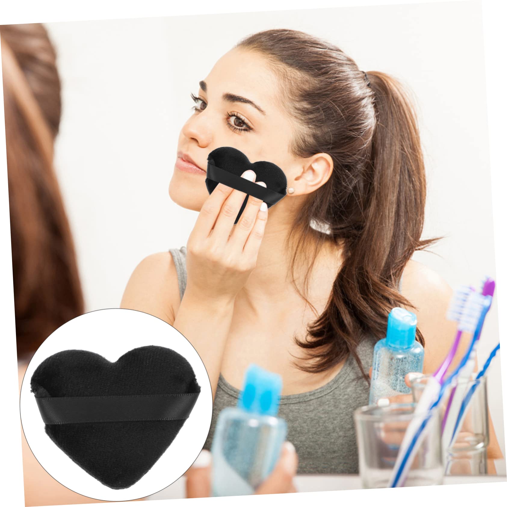 SAFIGLE 8pcs Heart Shaped Powder for Body Powder Small Makeup Puff for Face Setting