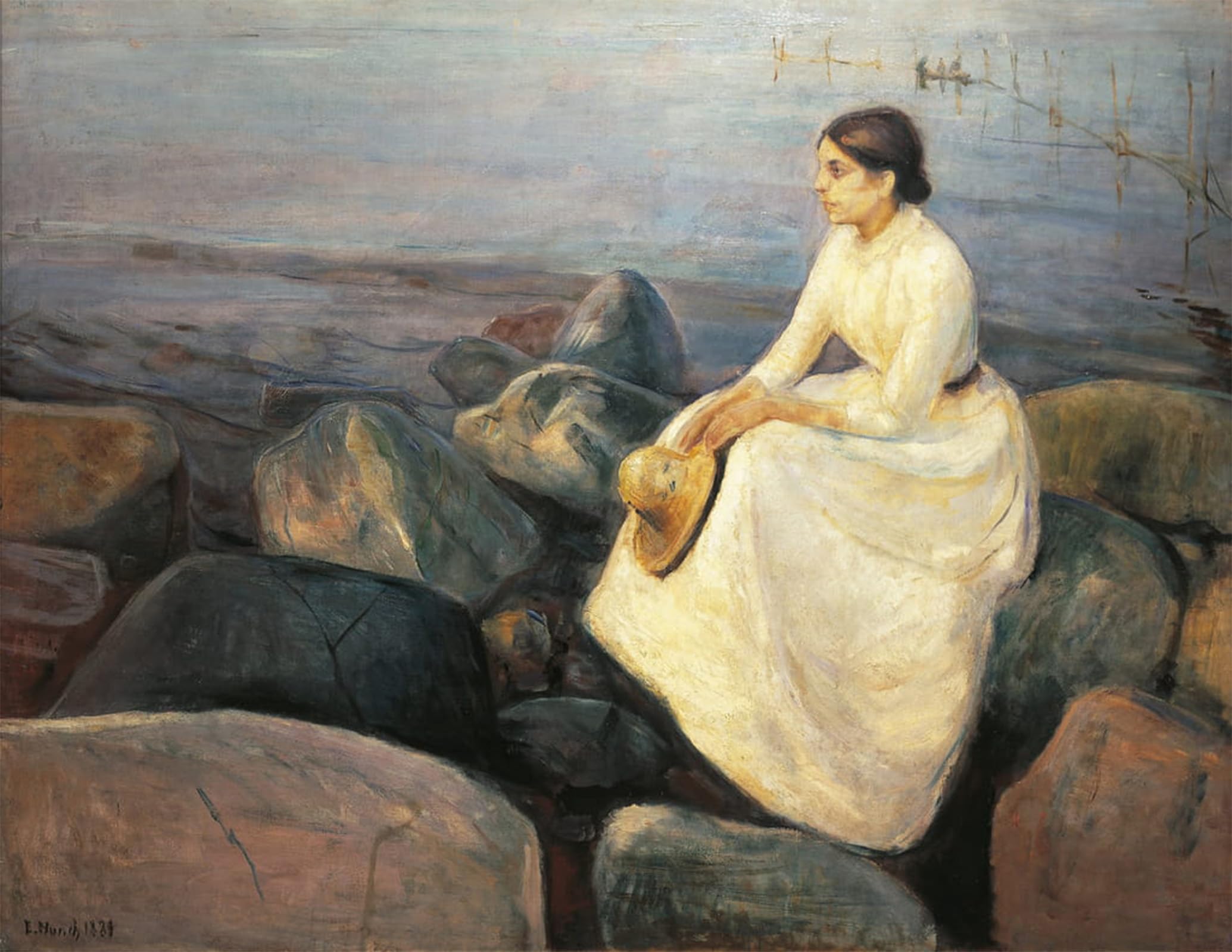 ARTXLXXBN Famous Prints Artwork Pictures Poster Painting Art Norway Bergen Inger on the Beach by Edvard Munch Artwork Landscape Pictures for Home Decor 60x90cm