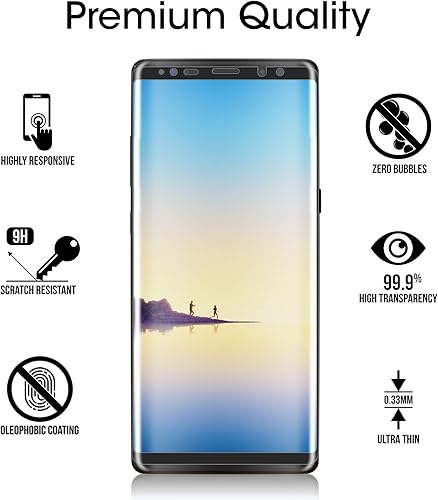 Miniatura 5 de amFilm Protector de pantalla de vidrio para Samsung Galaxy Note 8, cobertura de pantalla completa, vidrio templado curvado 3D, matriz de puntos con