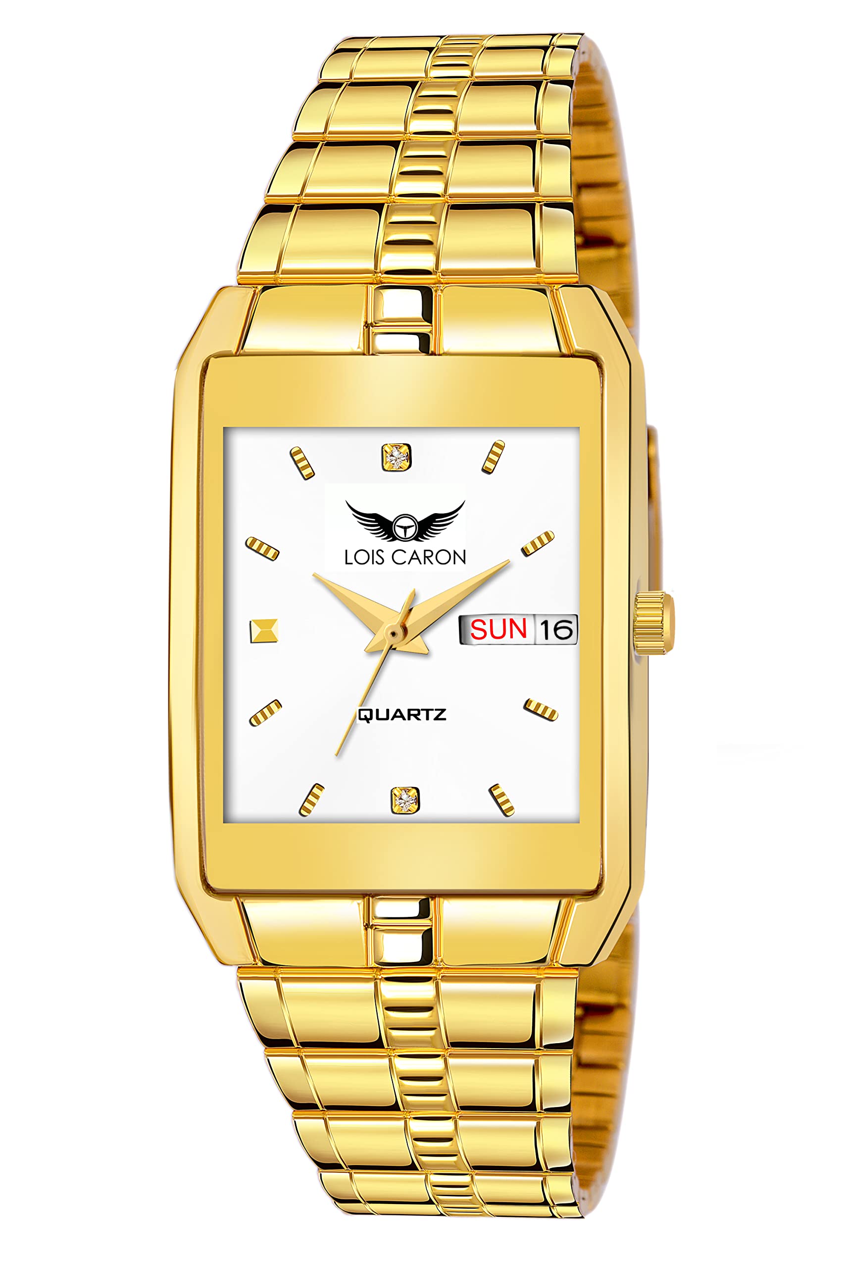 LOIS CARON Original Gold Plated Day & Date Functioning Analogue Dial Mens Watch (LCS-8502) (B09S5WJXLL) Amazon Price History, Amazon Price Tracker