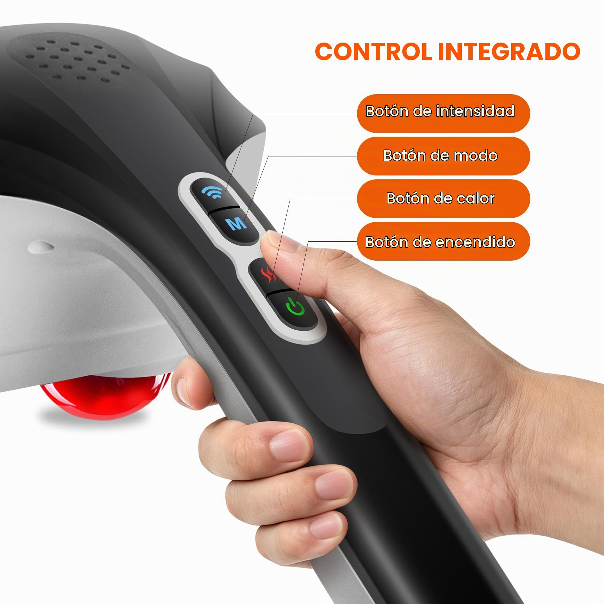 Snailax Masajeador de mano eléctrico para masaje de percusión inalámbrico recargable con calor, masajeador portátil para aliviar el dolor