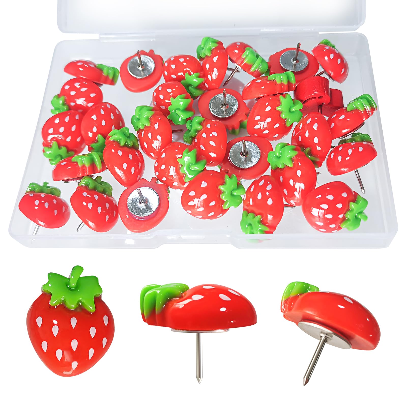 Cute Strawberry Thumb Tacks,Creative Animal Shaped Pushpins,Decorative to Paper Photo Memo Document Postcard Thumbtack,for Photo Wall,Feature Wall,