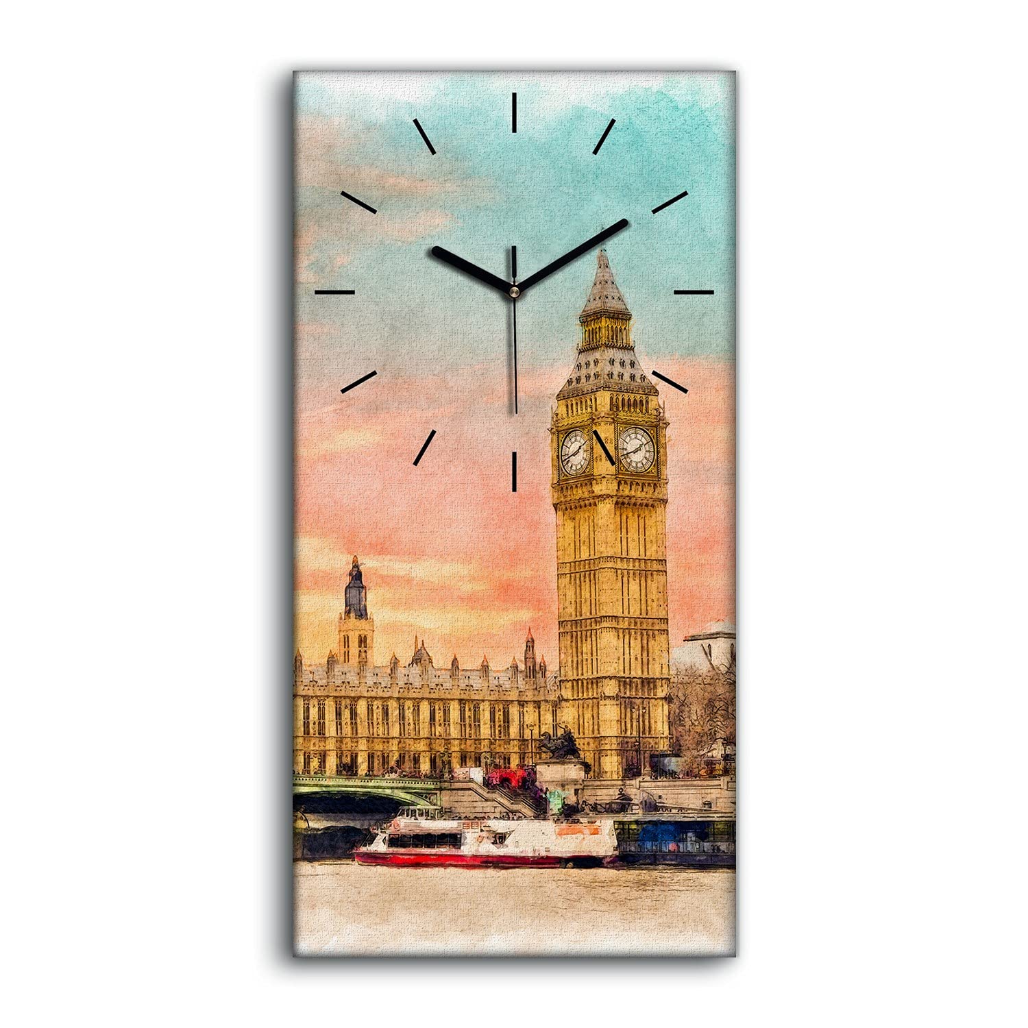 Horloge sur Toile Big Ben 30x60cm - Décoration Murale de Londres pour Salon