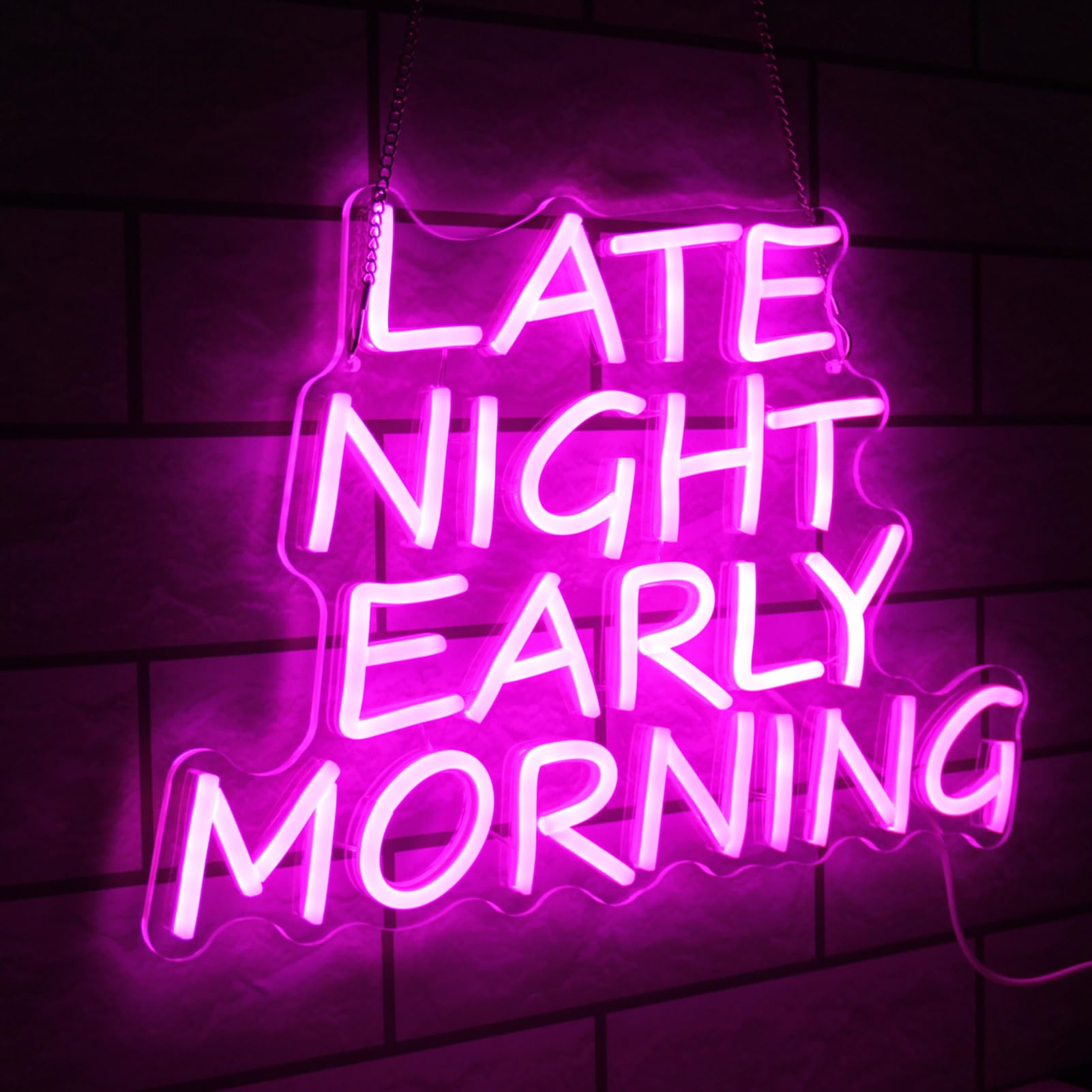 Bar Neon Sign Late Night Early Morning Neon Signs for Wall Decor Beer LED Neon Sign Pink Letter Neon Light Sign Dimmable Neon Lights for Bedroom Bar Party Hotel Club Party Man Cave Decor