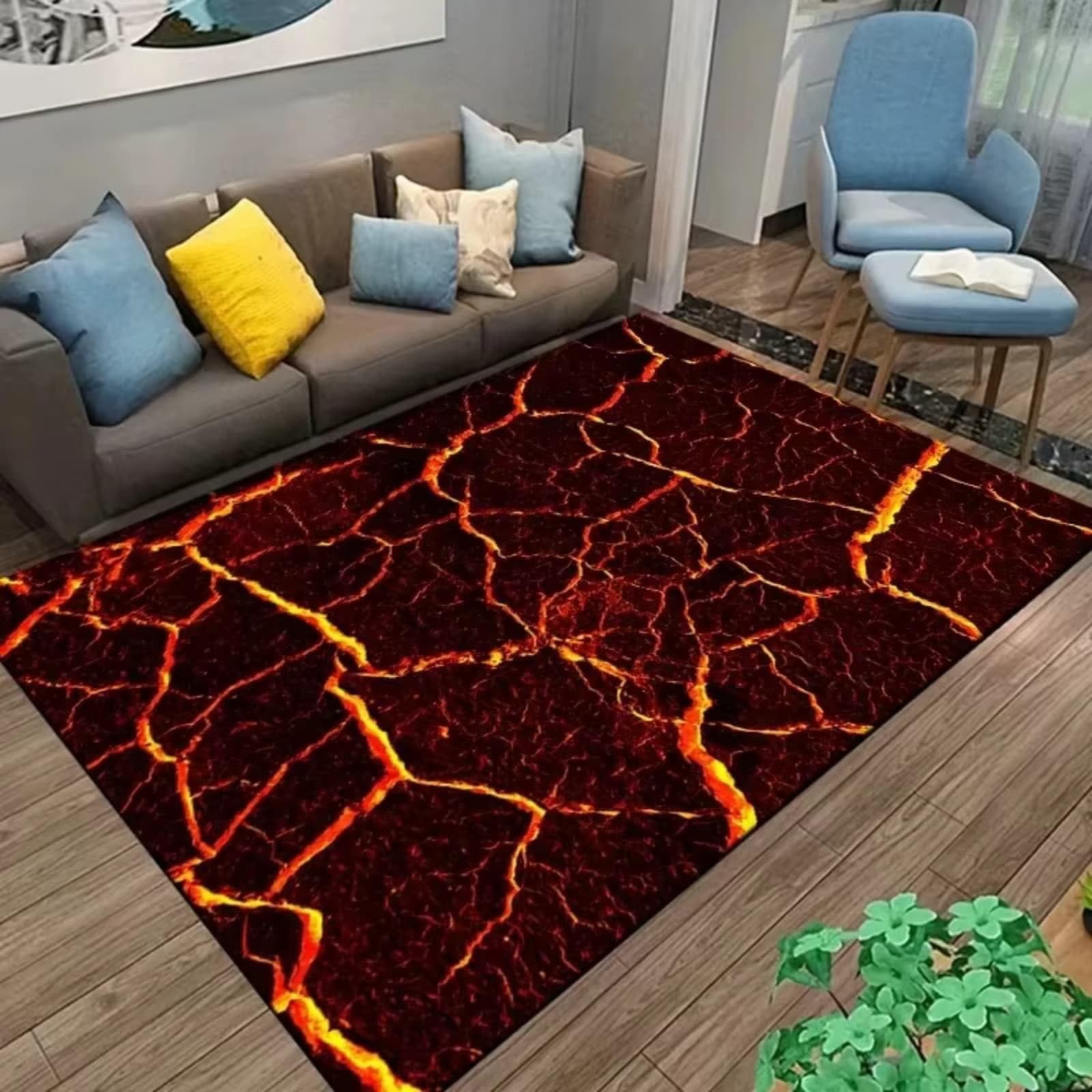 Tapis en flanelle effet 3D lave 160x230 cm pour un salon moderne