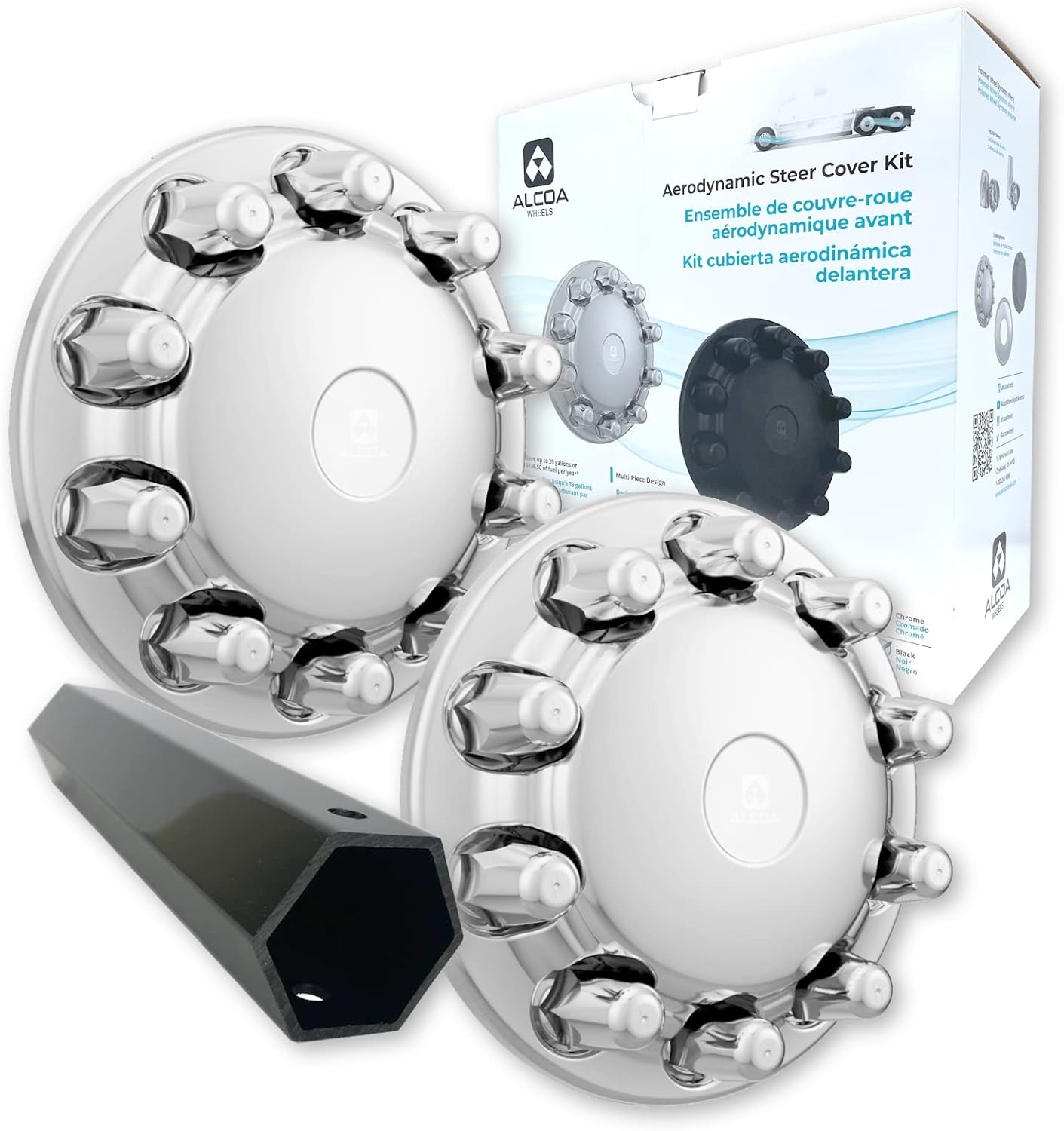 Chrome Alcoa Aerodynamic Steer Wheel Cover Kit with Chrome