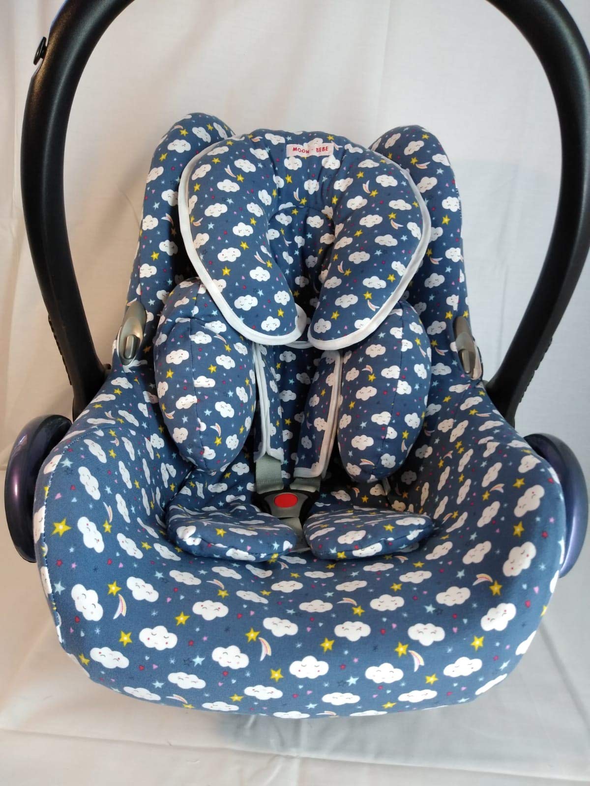 MOON-BEBE ridutore antialergico uneversal maxi cosi seggiolino auto e a piedi (BLU)