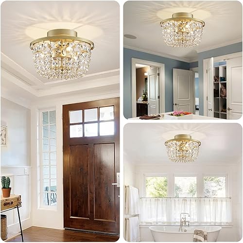 Miniatura 6 de WUZUPS Lámpara de techo semiempotrada de cristal, lámpara de techo moderna para dormitorio, pasillo, bar, cocina, baño, 7.6 pulgadas de alto x 9.8
