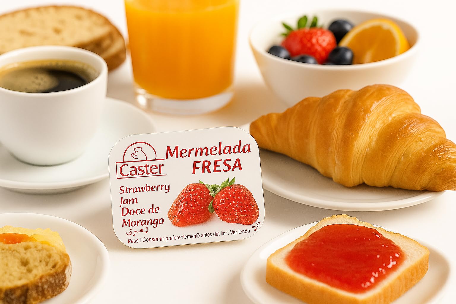 Mermelada en Monodosis 20g – Caja de 396 Tarrinas Individuales | Caster – Ideal para Hostelería, Oficinas y Uso en Casa (Fresa)