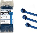 Kable Kontrol Metal Detectable Blue Zip Ties 100 Pcs 11 Inch, 50 Lbs Tensile Strength, Iron Infused Self-Locking Industrial Cable Ties